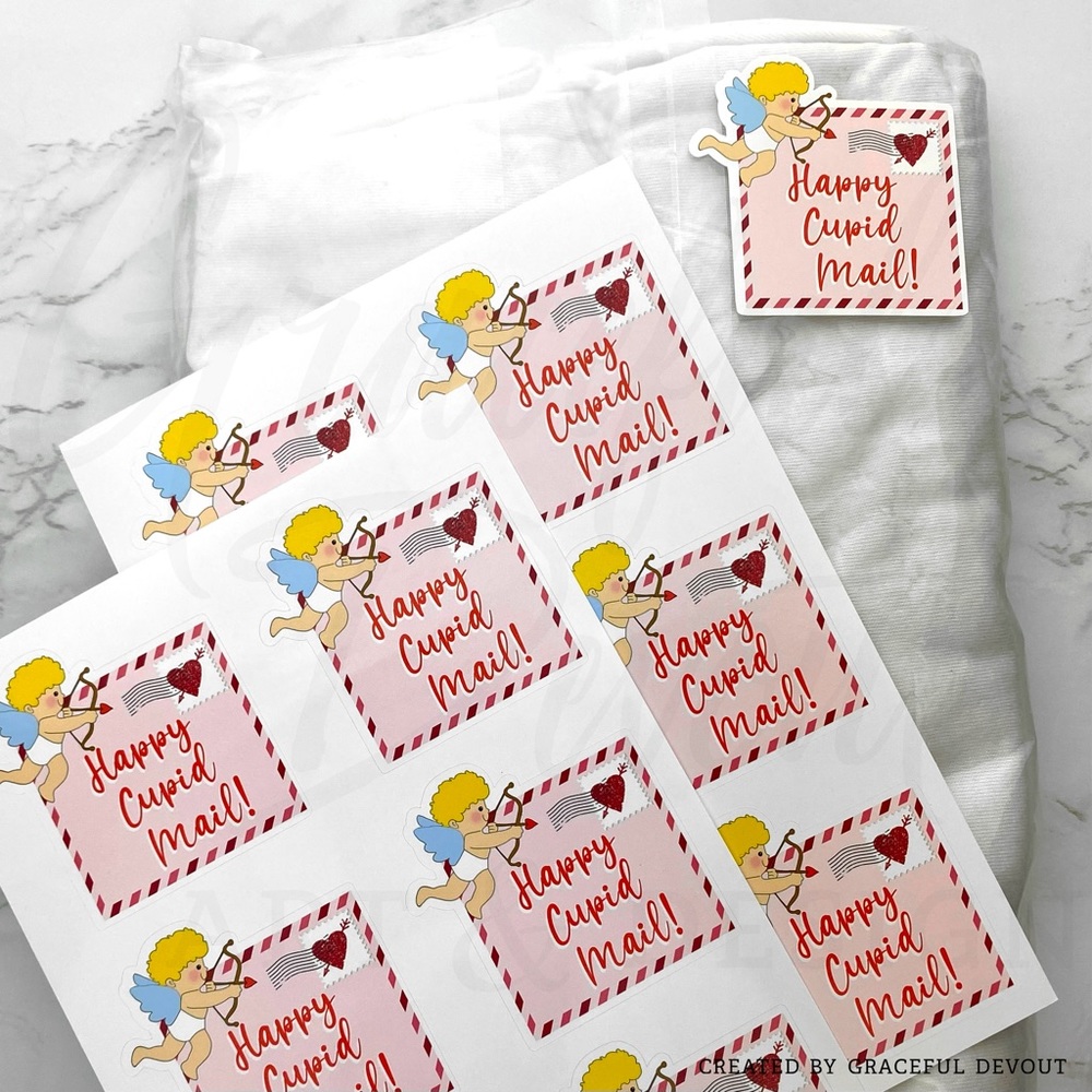 ♥️ Happy Cupid Mail!-Sticker 2" (inches) (96ct.) Stickers - Picture 2 of 4